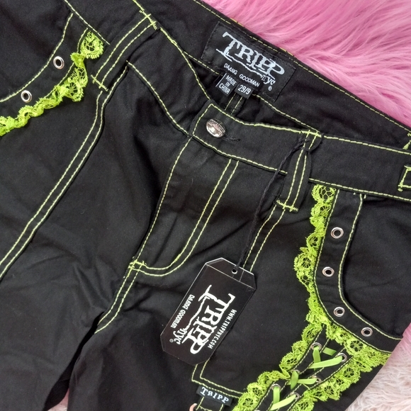 Nwt Tripp NYC Dark street green lace & chains pristine flared bondage - Picture 7 of 7